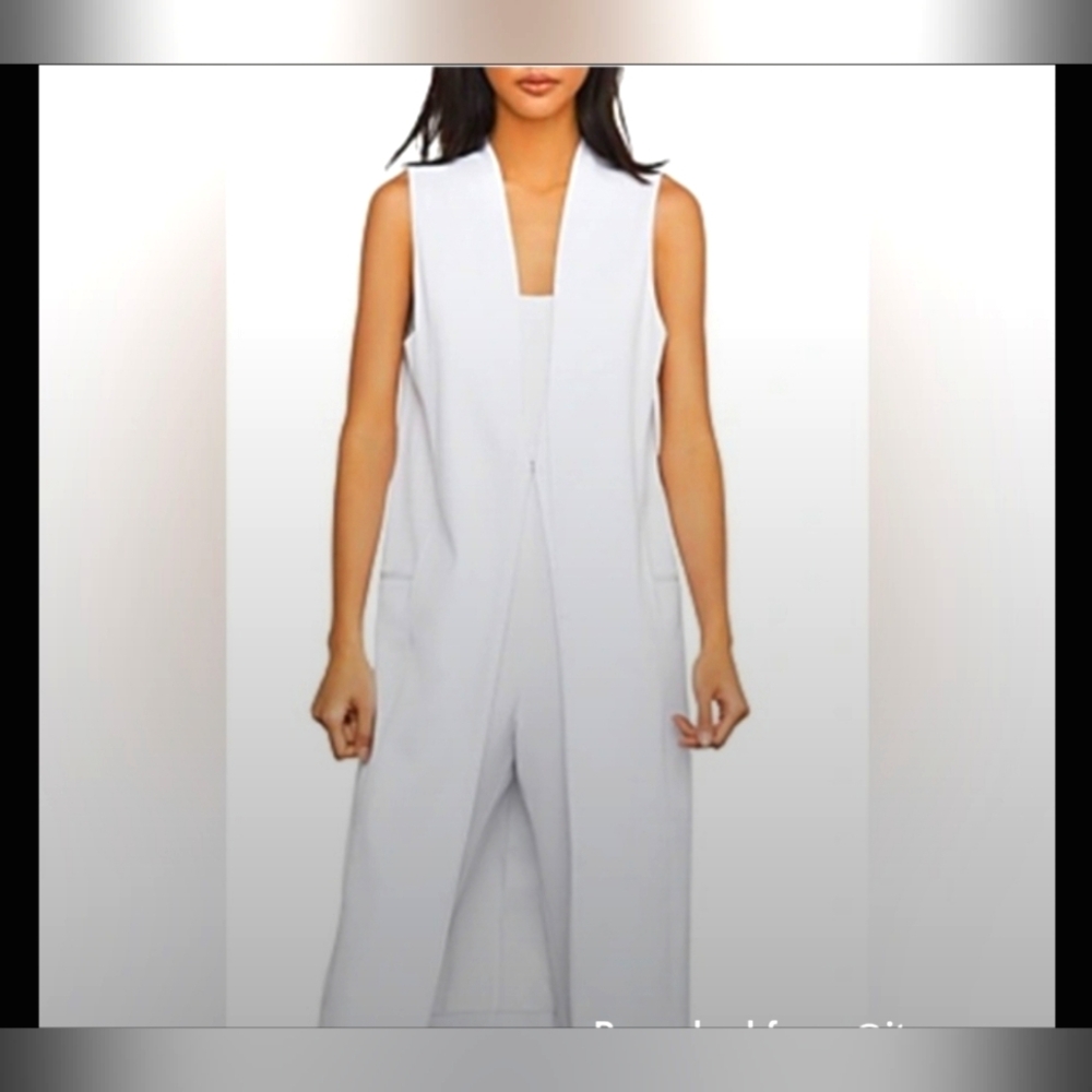 BCBGMaxAzria White Sleeveless Vest Long Medium